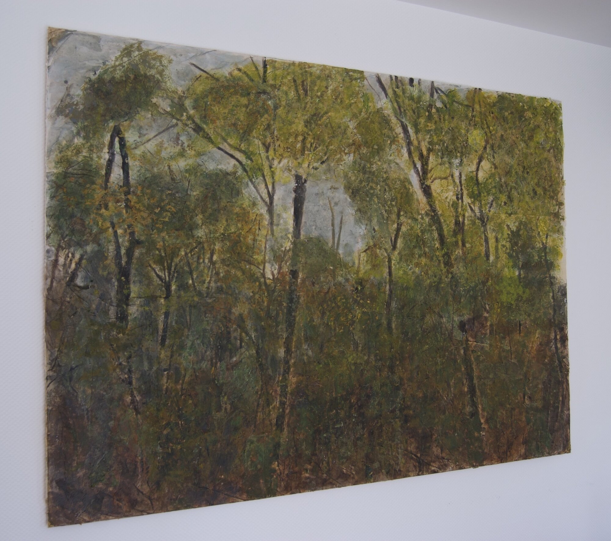 Detailansicht: Malerei, 240 x 120 cm, Papier, Öl, Acryl auf Holzplatte