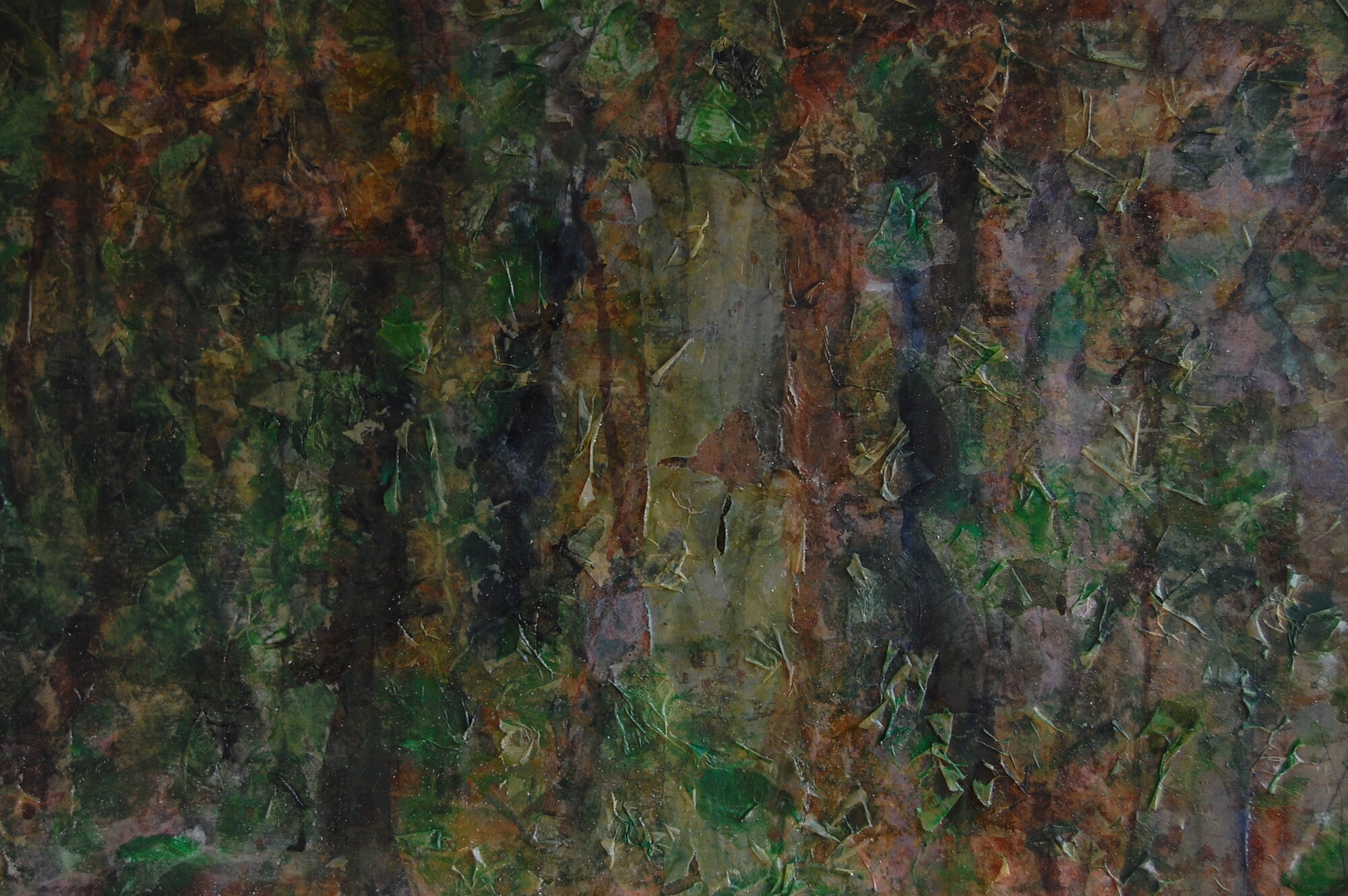 Detailansicht: Malerei, 120 x 60 cm, Papier, Öl, Acryl auf Holzplatte