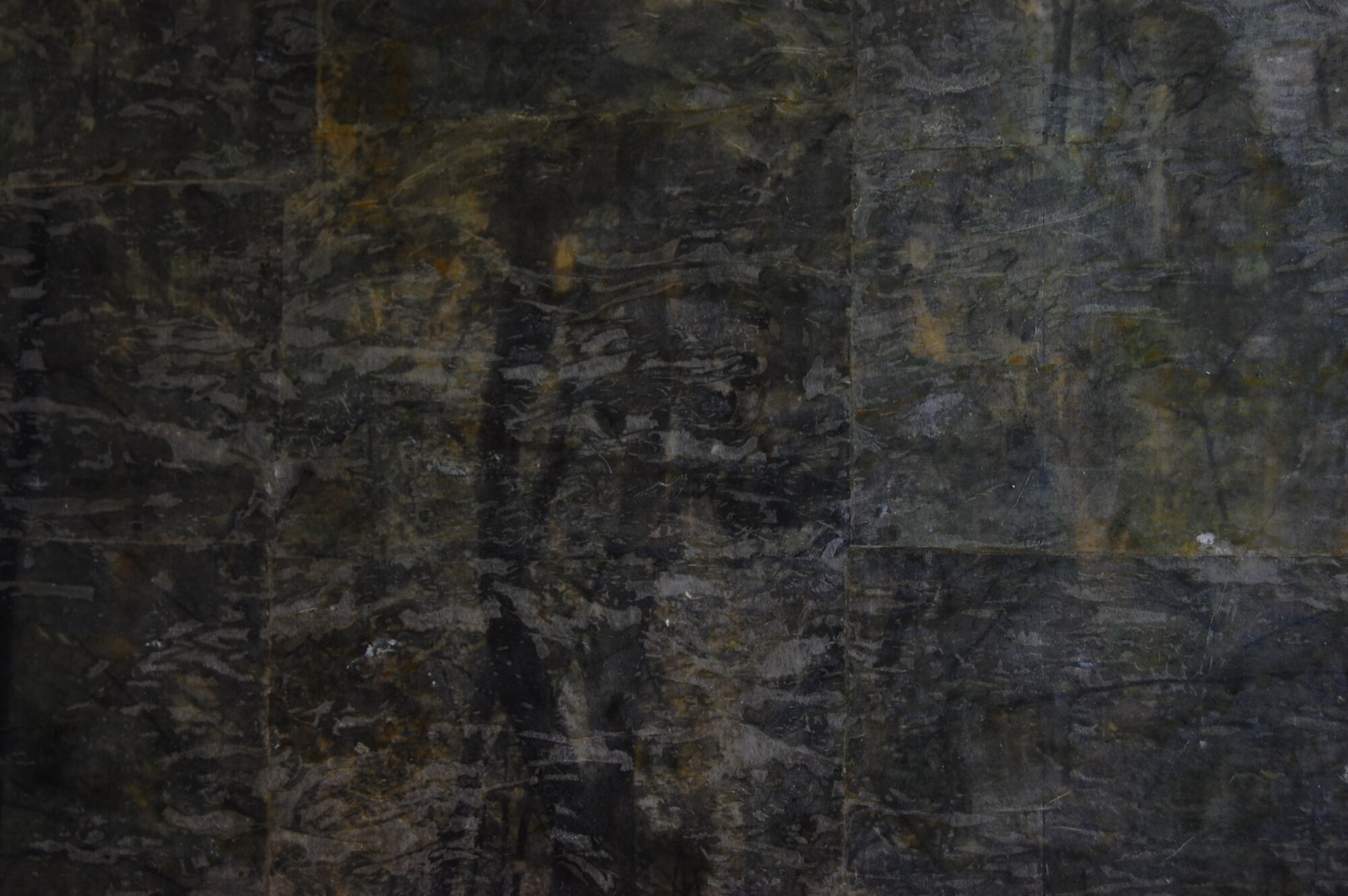 Detailansicht: Malerei, 120 x 60 cm, Photographie, Acryl, Harz, Papier auf Holzplatte